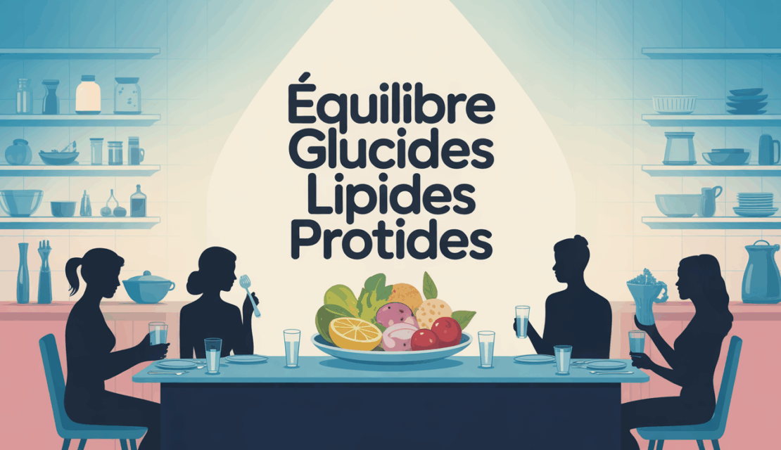 Assiette equilibree avec glucides lipides protides