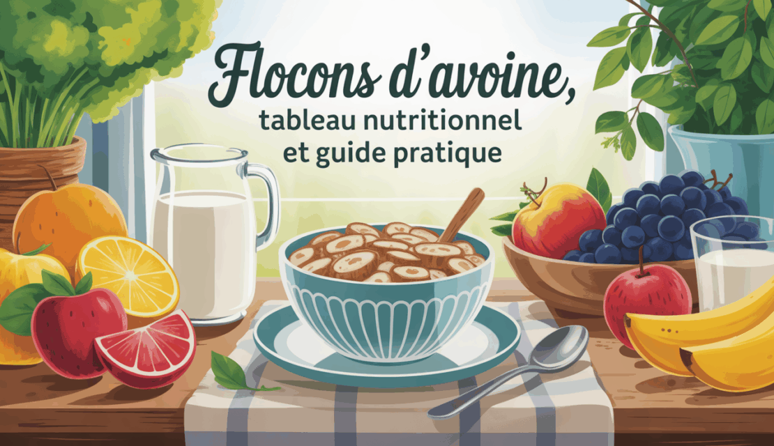 Bol de flocons d'avoine avec infos nutritionnelles