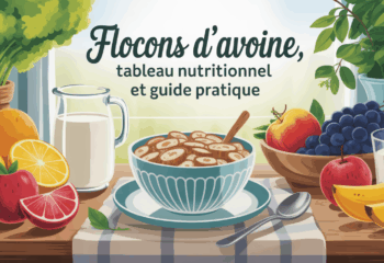 Bol de flocons d'avoine avec infos nutritionnelles