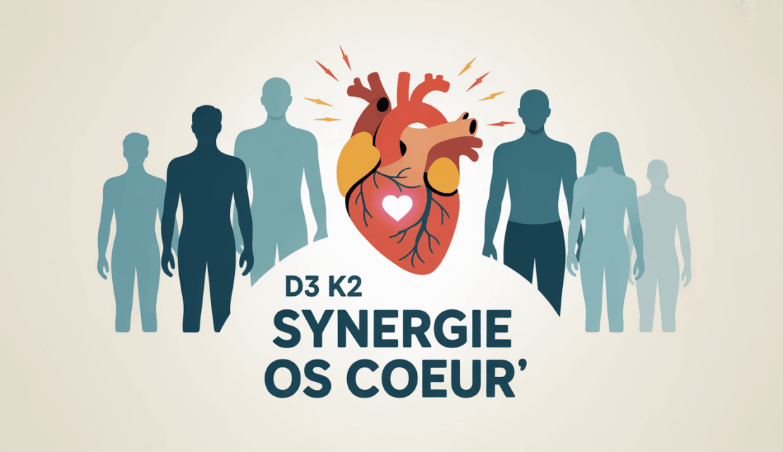 Illustration synergie D3 K2 pour os et cœur en santé