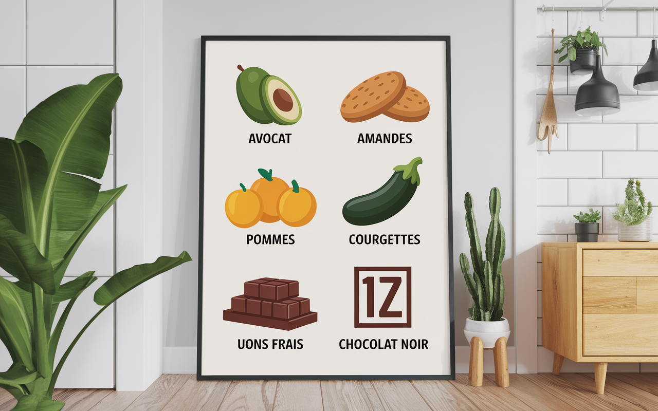 Tableau aliments IG bas sur frigo