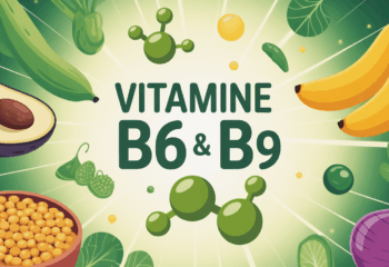 molecules vitamine B6 B9 aliments illustration
