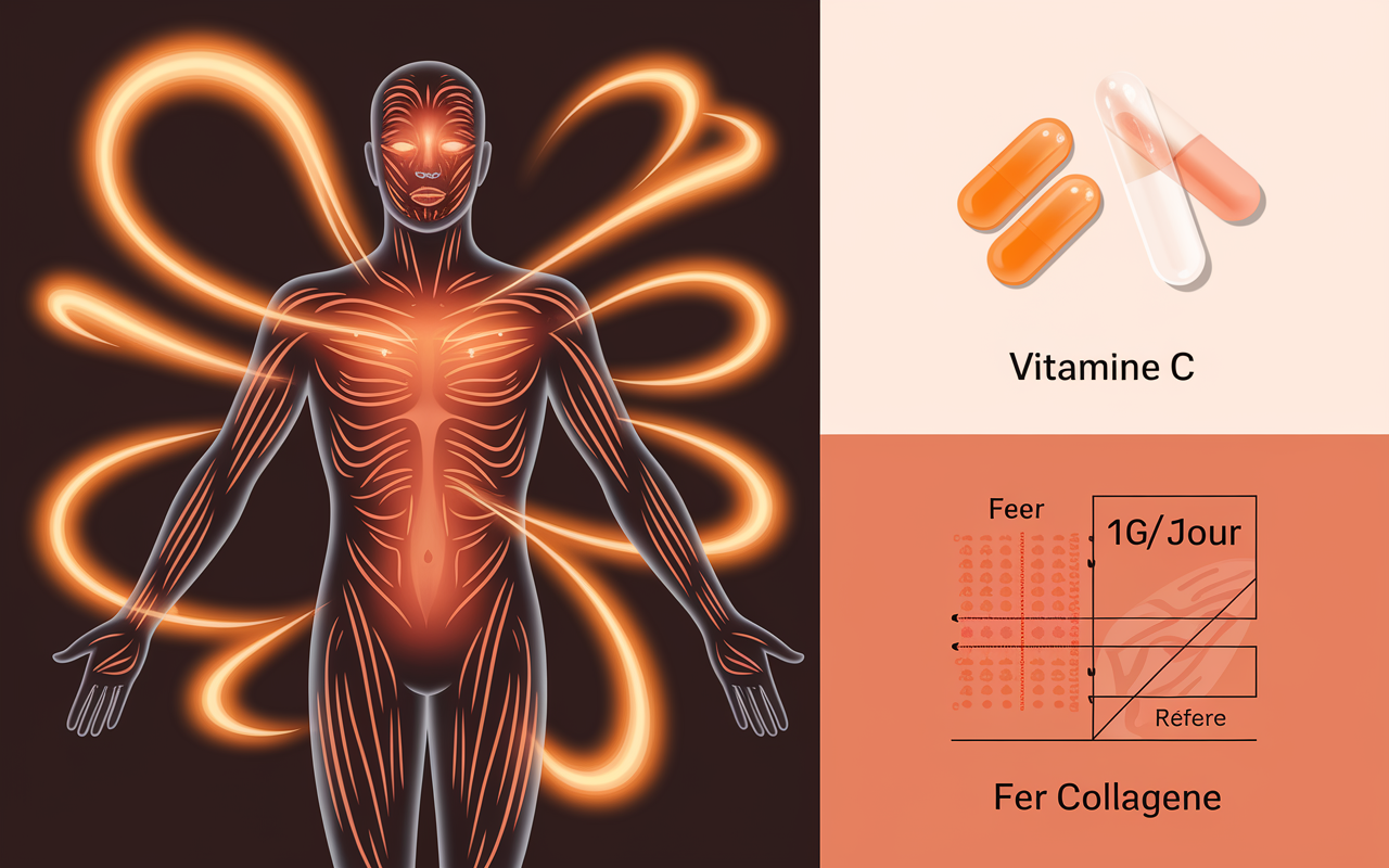bénéfices régénérants de la vitamine C le soir, collagène, fer