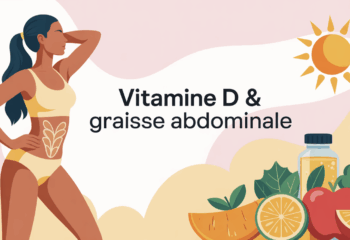 Femme active avec aliments vitamine D et ventre dessiné