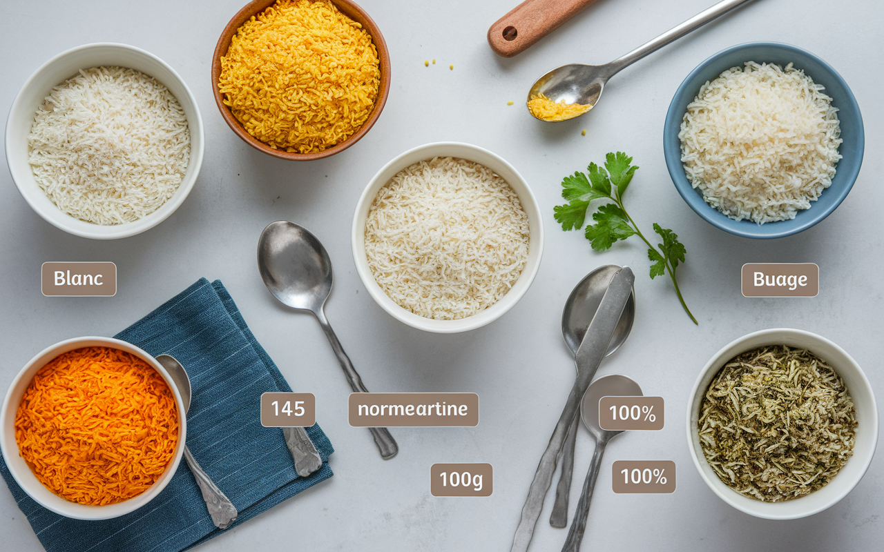 tableau calories riz cuit blanc basmati complet sauvage portion 100g