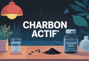 Charbon actif gélules poudre sur table nuit ambiance soir