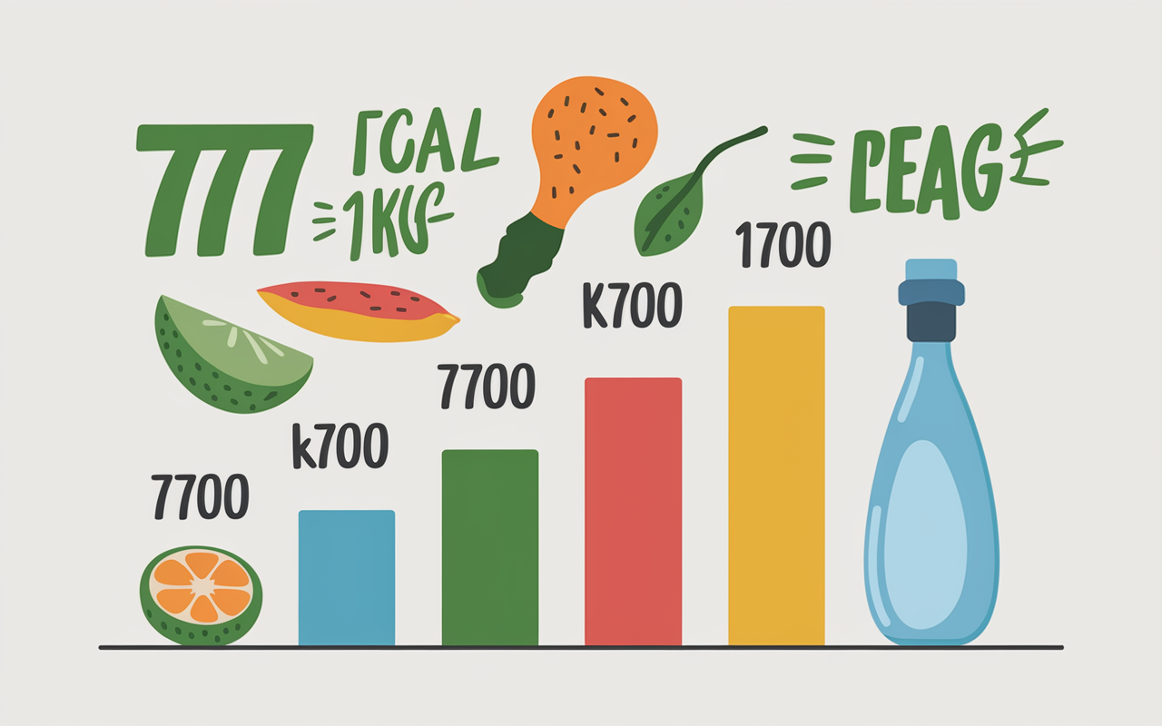 Tableau 7700 kcal égal 1 kg graisse
