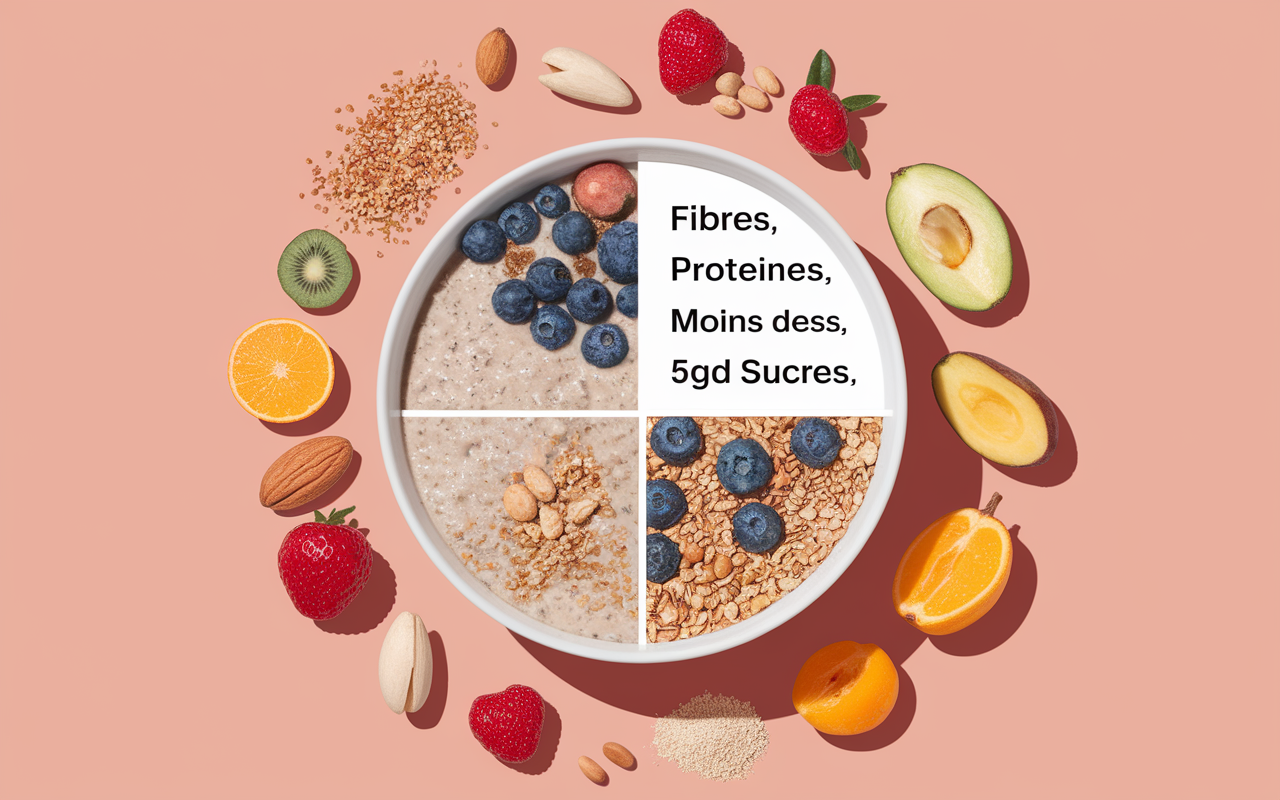 Schema porridge healthy fibres proteines sucres