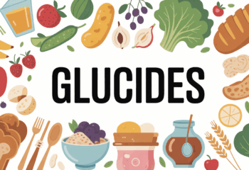 Assiette variée avec glucides : fruits, légumes, céréales