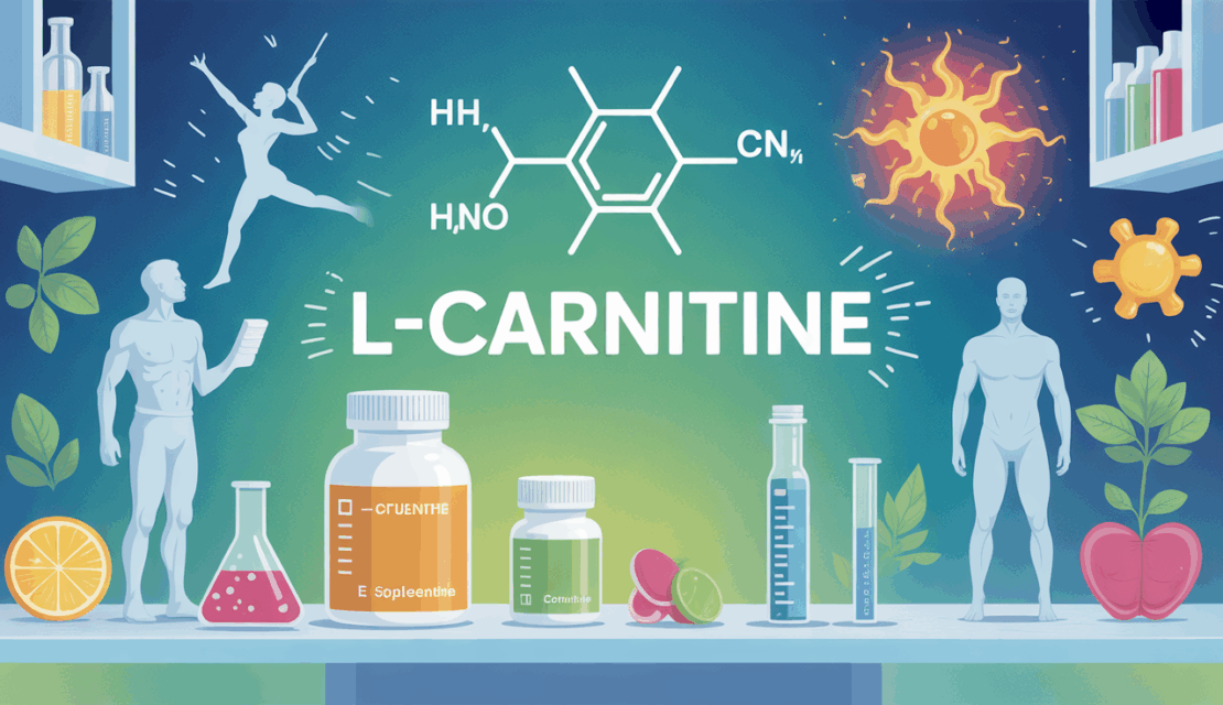 Scène laboratoire L-carnitine sportif senior vegan énergie