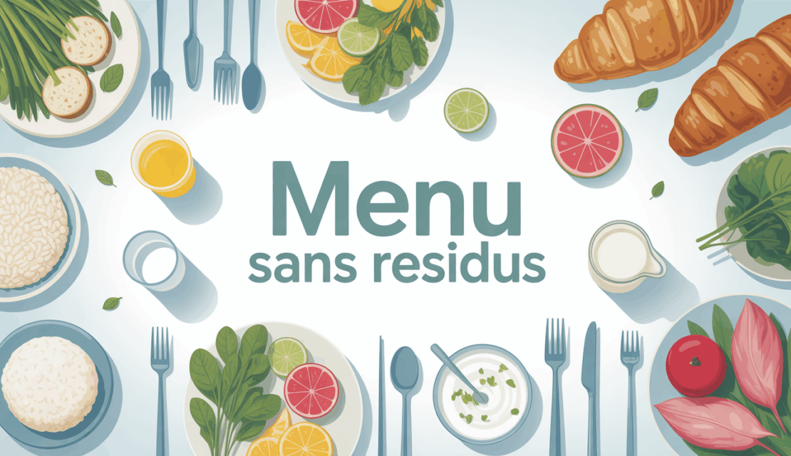 Illustration menu sans résidus avec aliments autorisés