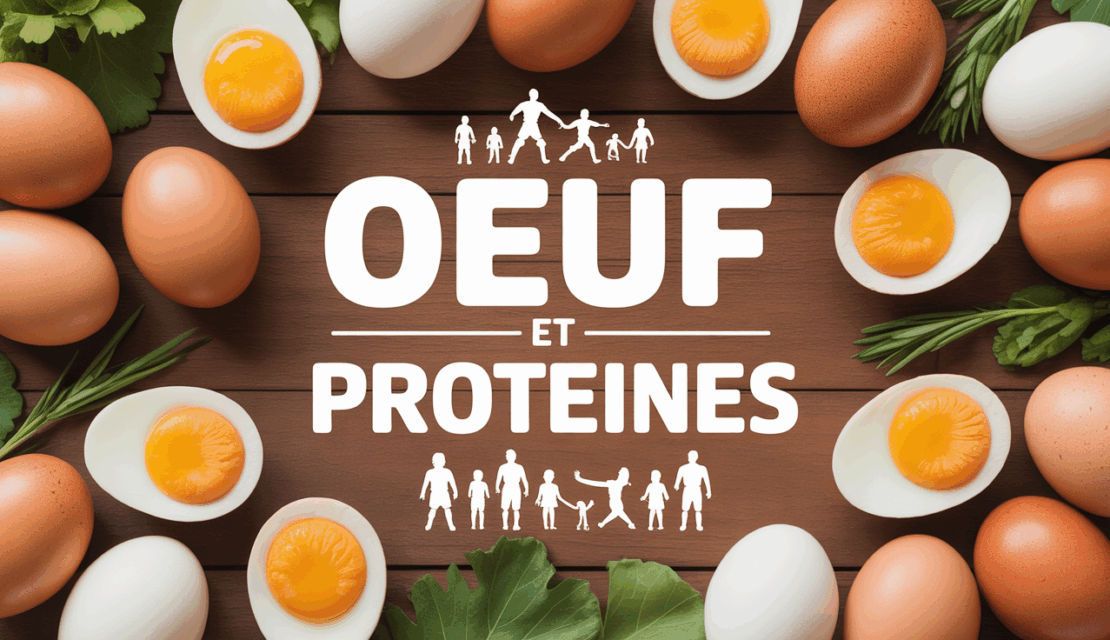 table avec oeufs et texte oeuf et proteines