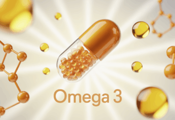 capsule omega 3 stylisee sur fond blanc lumineux