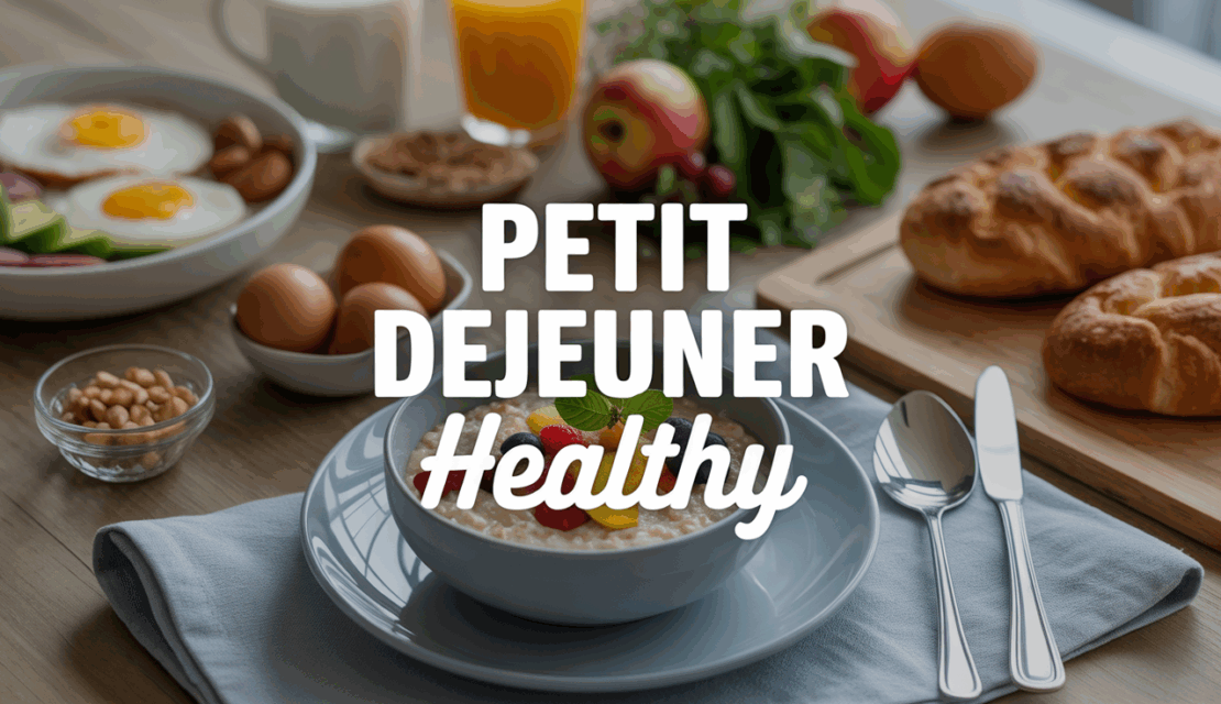 Petit déjeuner healthy rapide avec porridge, œufs, avocat, pain complet