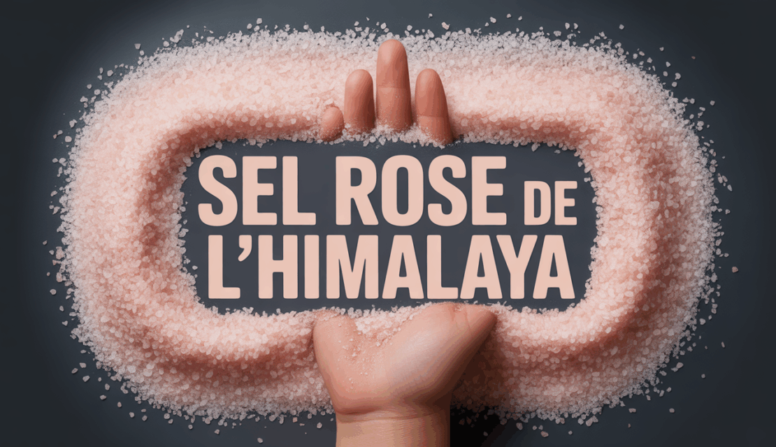 main verse sel rose de l himalaya sur assiette blanche