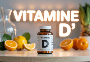 supplément vitamine D stylisé sur table, esprit bien-être