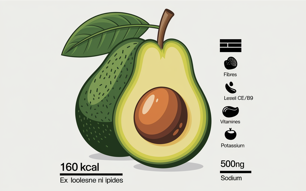 infographie nutrition avocat lipides fibres vitamines potassium