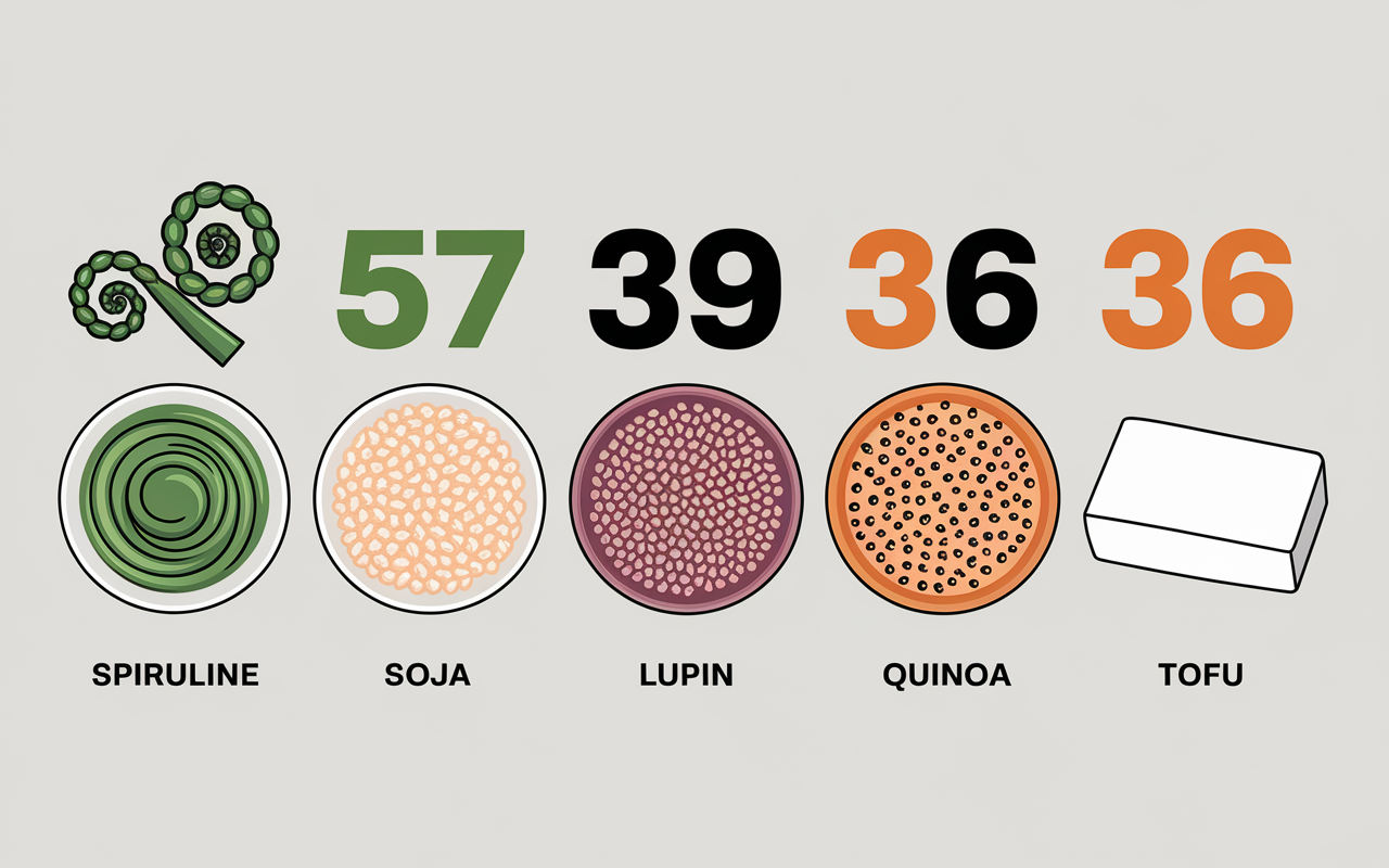Aliments proteines vegetales chiffres spiruline soja quinoa