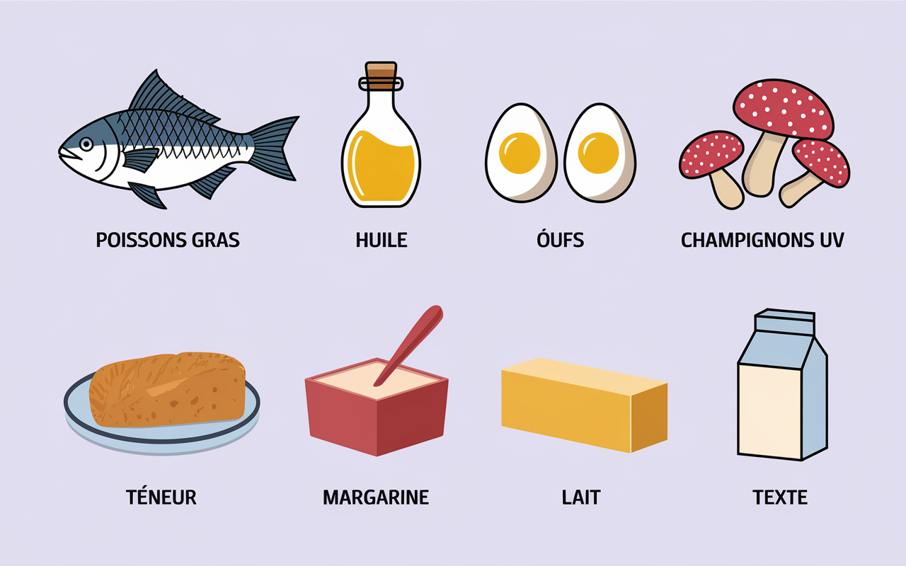 Illustration aliments teneur vitamine D tableau