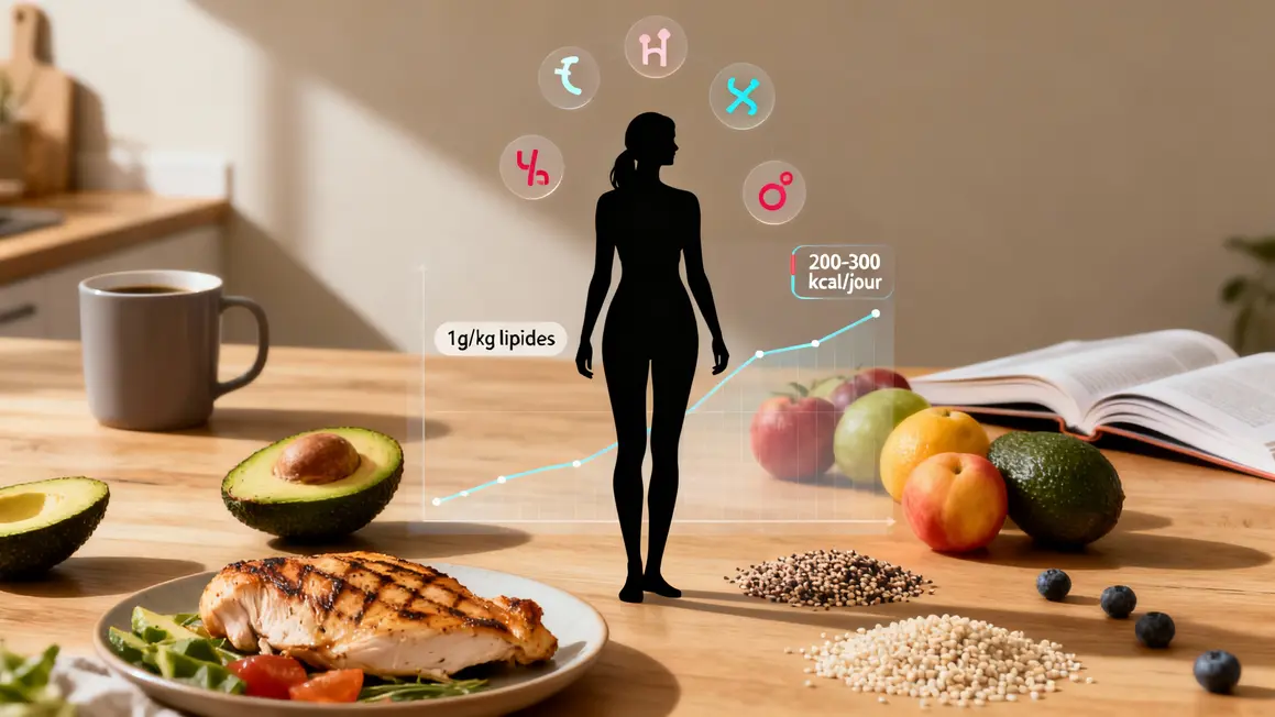 tableau besoins nutritionnels femme sèche hormones lipides