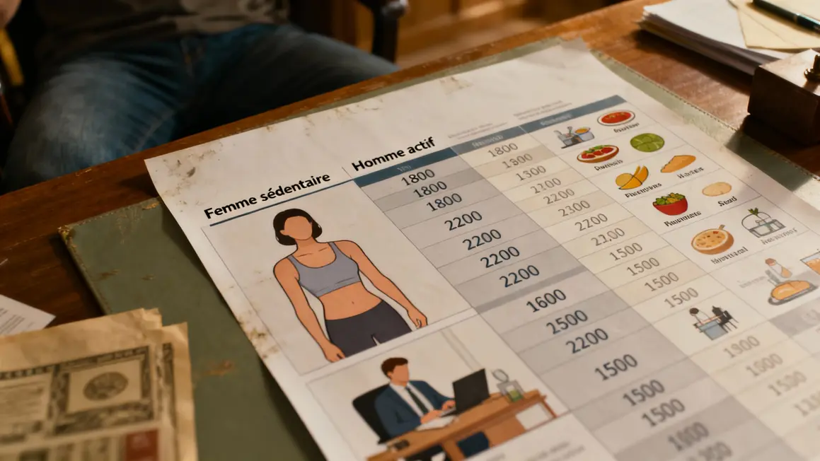 tableau calories profils perte de poids