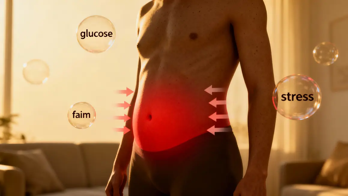 Silhouette abdomen rouge stockage graisses cortisol