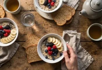 petit dejeuner minceur sain flocons avoine fruits chia pain complet