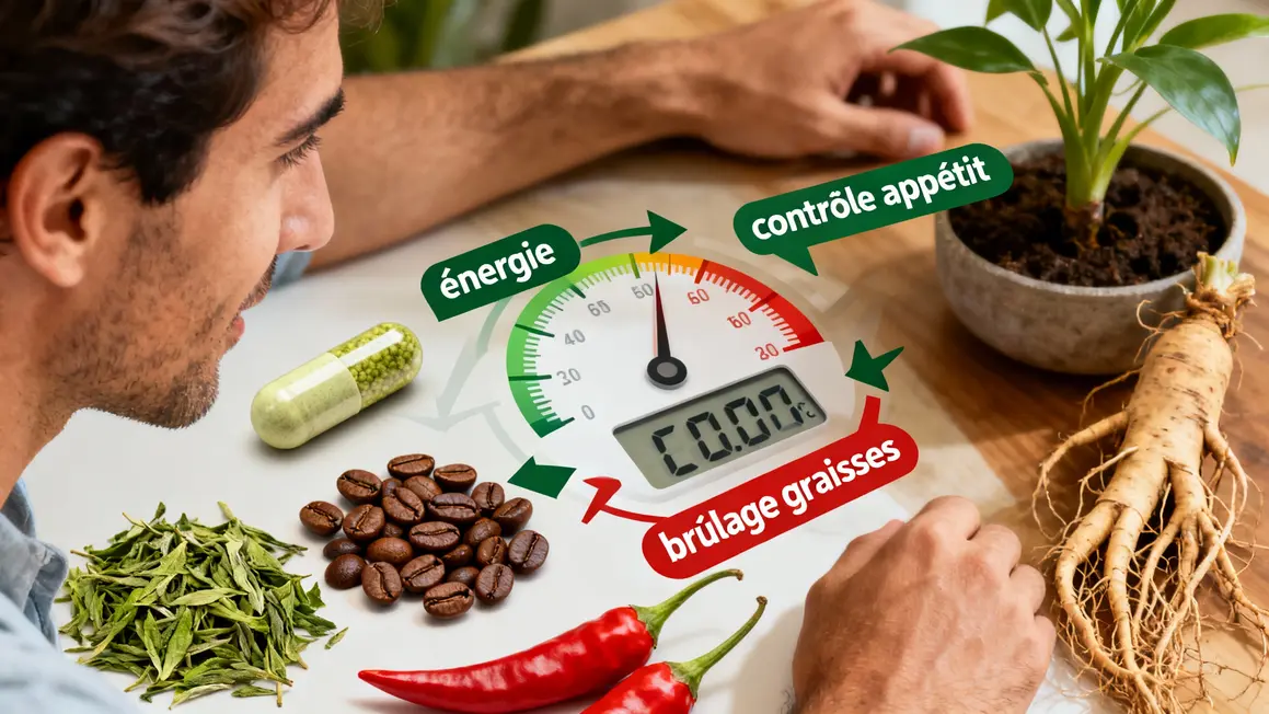 Infographie PhenGold the vert cafeine piment Rhodiola brulage graisses