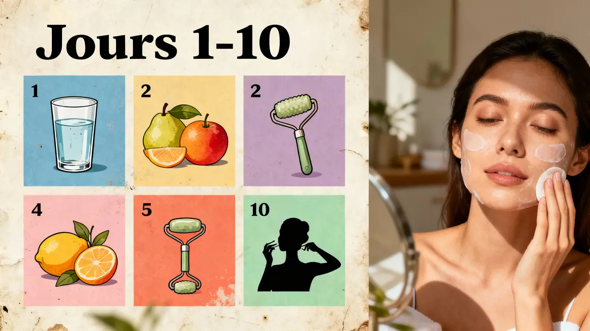 Calendrier 10 jours double menton exercices alimentation