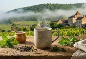 tasse de the minceur bio francais sur colline verdoyante