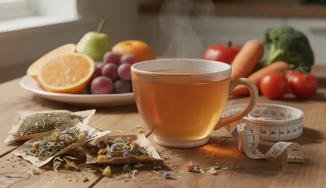 tasse de tisane laxative, fruits et legumes pour perte de poids