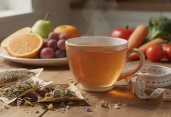 tasse de tisane laxative, fruits et legumes pour perte de poids