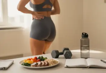 Sportive examine ses cuisses et outils perte de graisse