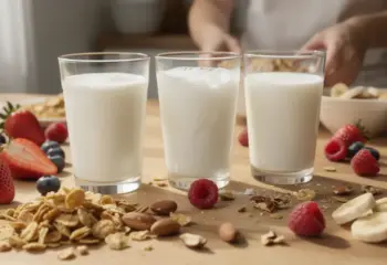 verres yaourt kefir lait ribot sur table bois perte de poids