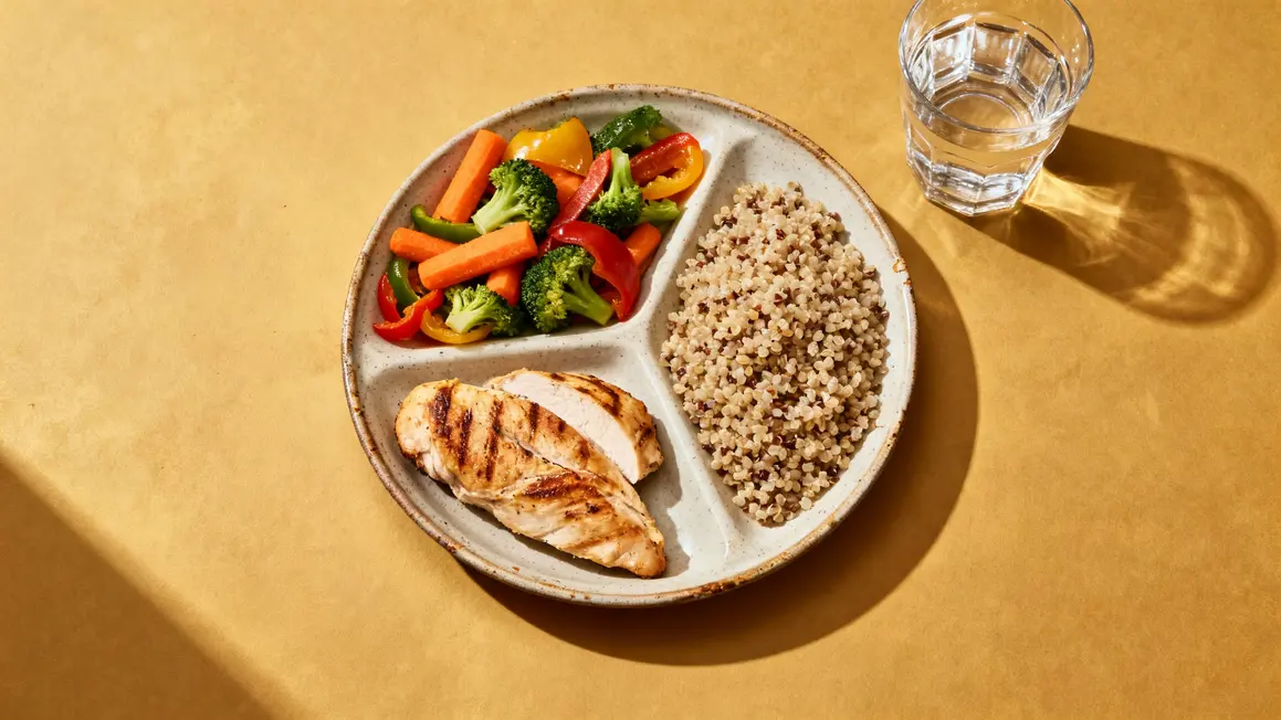 Assiette équilibrée pour perte de poids 15 kg vue du dessus