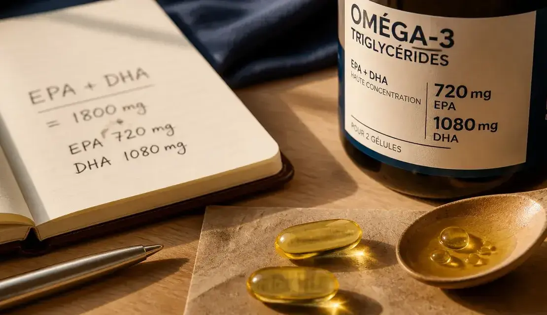 Combien de gelule omega 3 par jour : calcul DHA + EPA (mg)