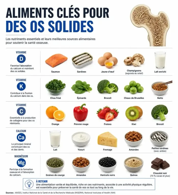 Sources alimentaires pour les os et articulations