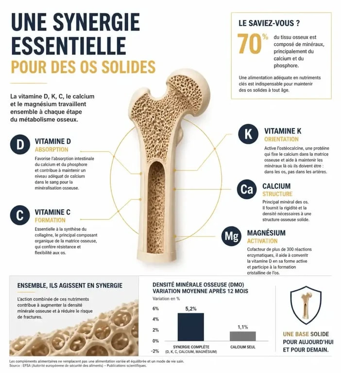 Infographie sur les vitamines pour les os et articulations